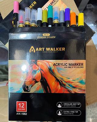 caneta acrylic marker 12 cor duas pontas