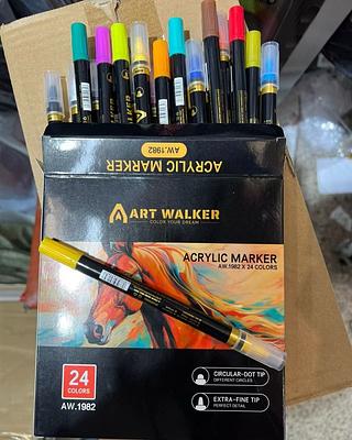caneta acrylic marker 24 cor duas pontas
